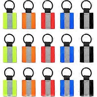 15 unidades de llaveros reflectantes de alta visibilidad para mochilas, tiradores de cremallera, etiquetas reflectantes de doble cara, llaveros de nailon brillante para mochilas, bolsos y collares de perro.