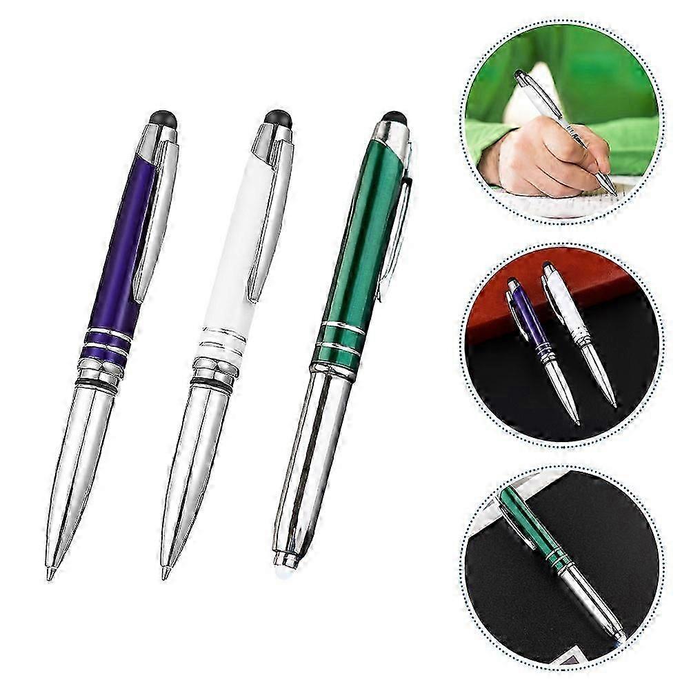 3Pcs Ballpoint Pen with LED Light, Replaceable Stylus for Signature & Screen Use