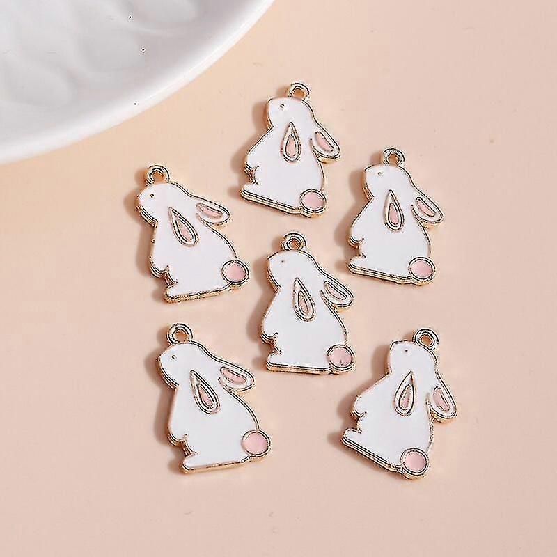 10 stuks / batch Mini Emaille Rabbit Charm
