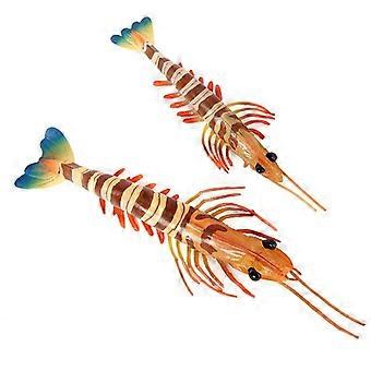 2Pcs Realistic Shrimp Figures Set, Marine Life Toy Models, PVC Sea Creatures - Tiger Shrimp and Band-tailed Shrimp for Kids, Educational Ocean Decorat