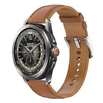 Genuine leather strap for Xiaomi Watch S4 Sport with stainless steel quick-release fastener, light brown
