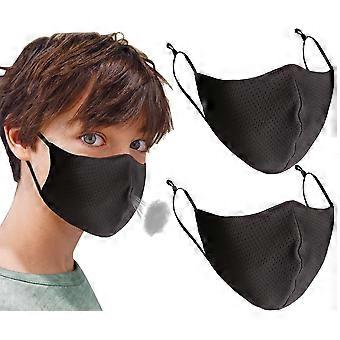 Kids Face Mask Reusable Washable Breathable Cooling Fabric Adjustable Ear Loops for School Sports 2 Pack