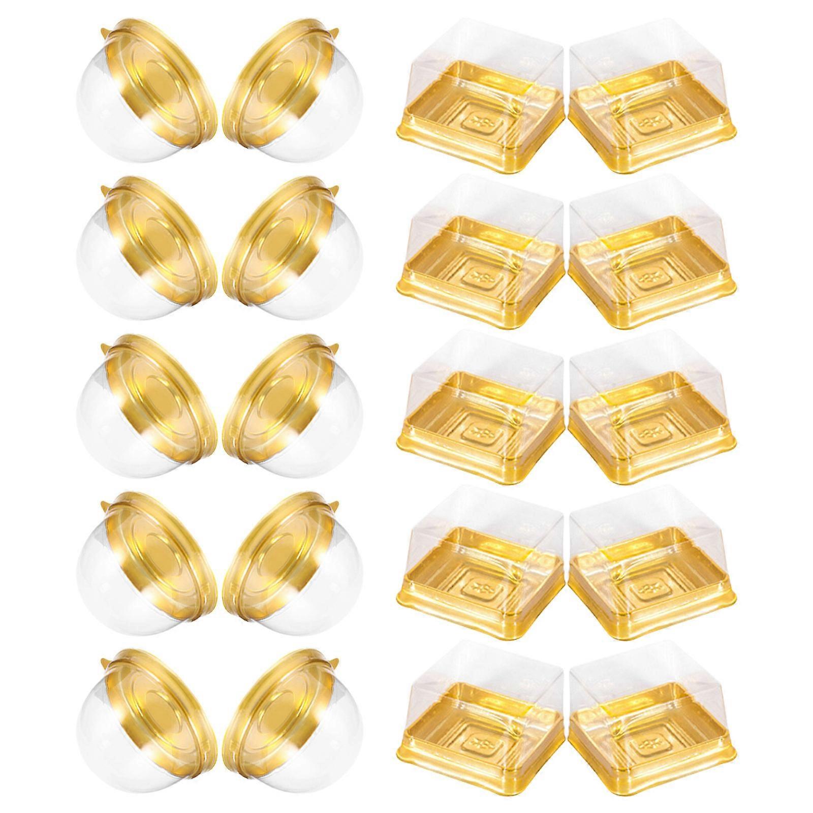 100 Pcs Convenient Moon Cake Boxes Round Cover Packaging Boxes (Golden)