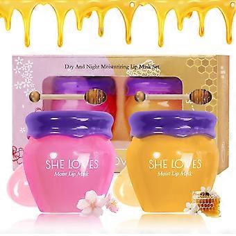 Kit para Cuidados com os Lábios - Duo de Bálsamo Labial Hidratante e Máscara Labial Noturna para Hidratação Profunda - Extratos Naturais