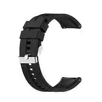 TicWatch Pro 3 Silicone Watch Band-Silver Steel Buckle,Black Black