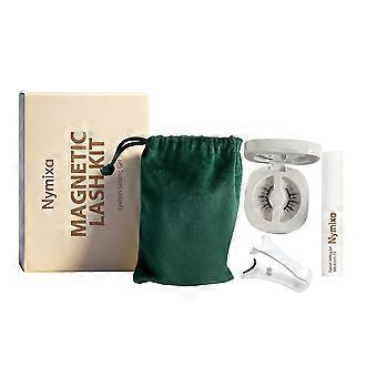 Magnetic False Eyelashes Set Curly Style, Reusable 300+ Times, No Glue, Synthetic Fiber, 2 Pairs