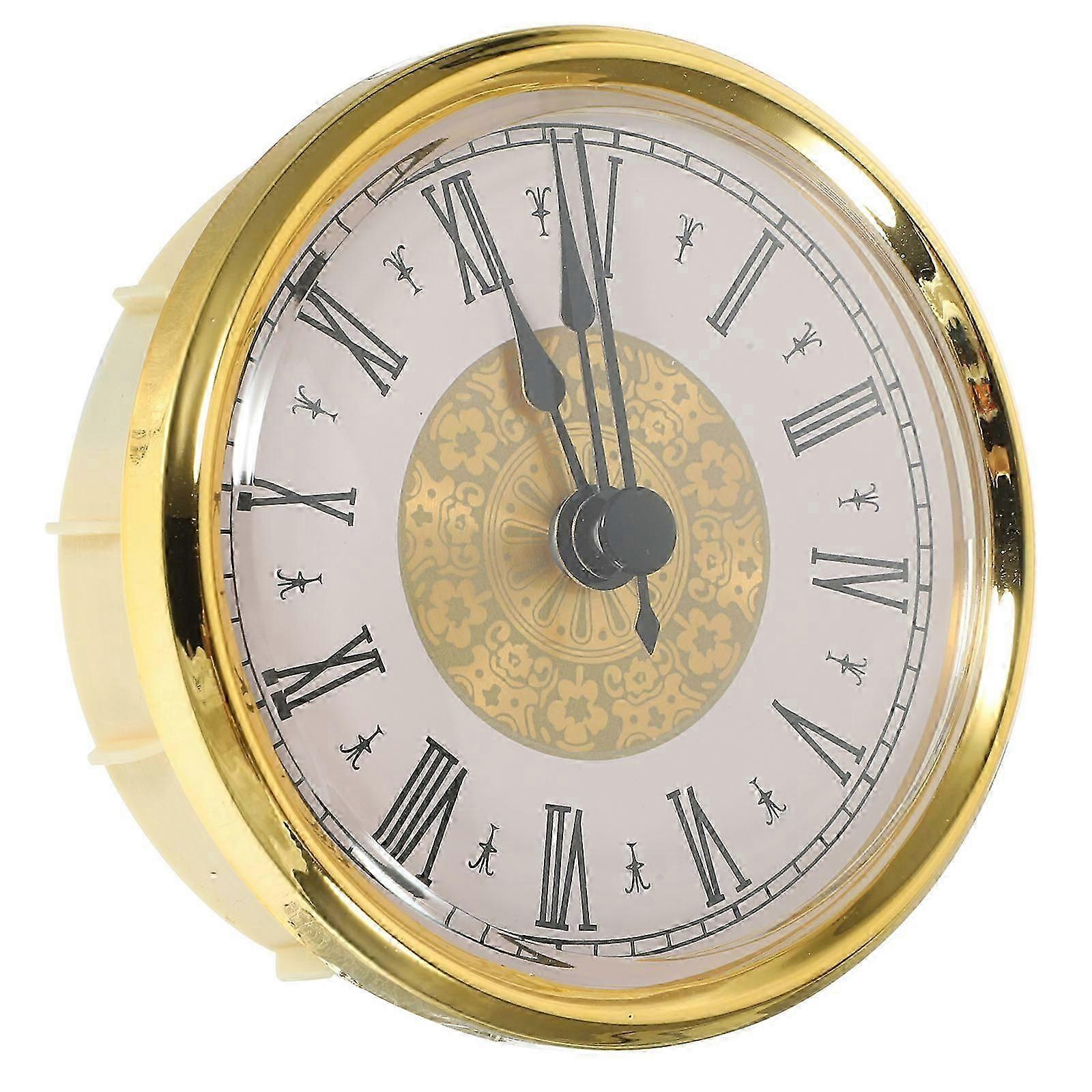 Silent metal clock insert for round frames, golden finish, precise timekeeping, 1 pack