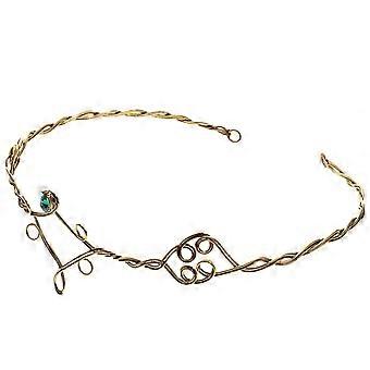 Tiara feminina retrô dourada em metal, acessório de cabelo para noivas e aniversários.