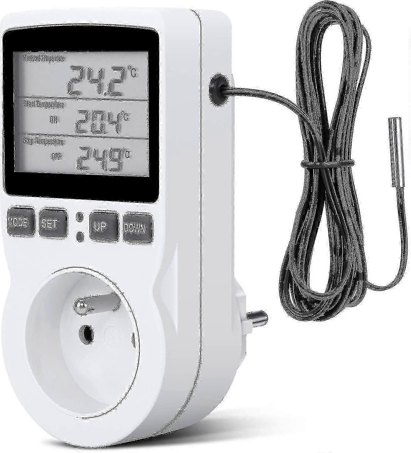230V LCD Temperature Controller Thermostat Socket, Heating Cooling Timer Switch for Greenhouse Farm