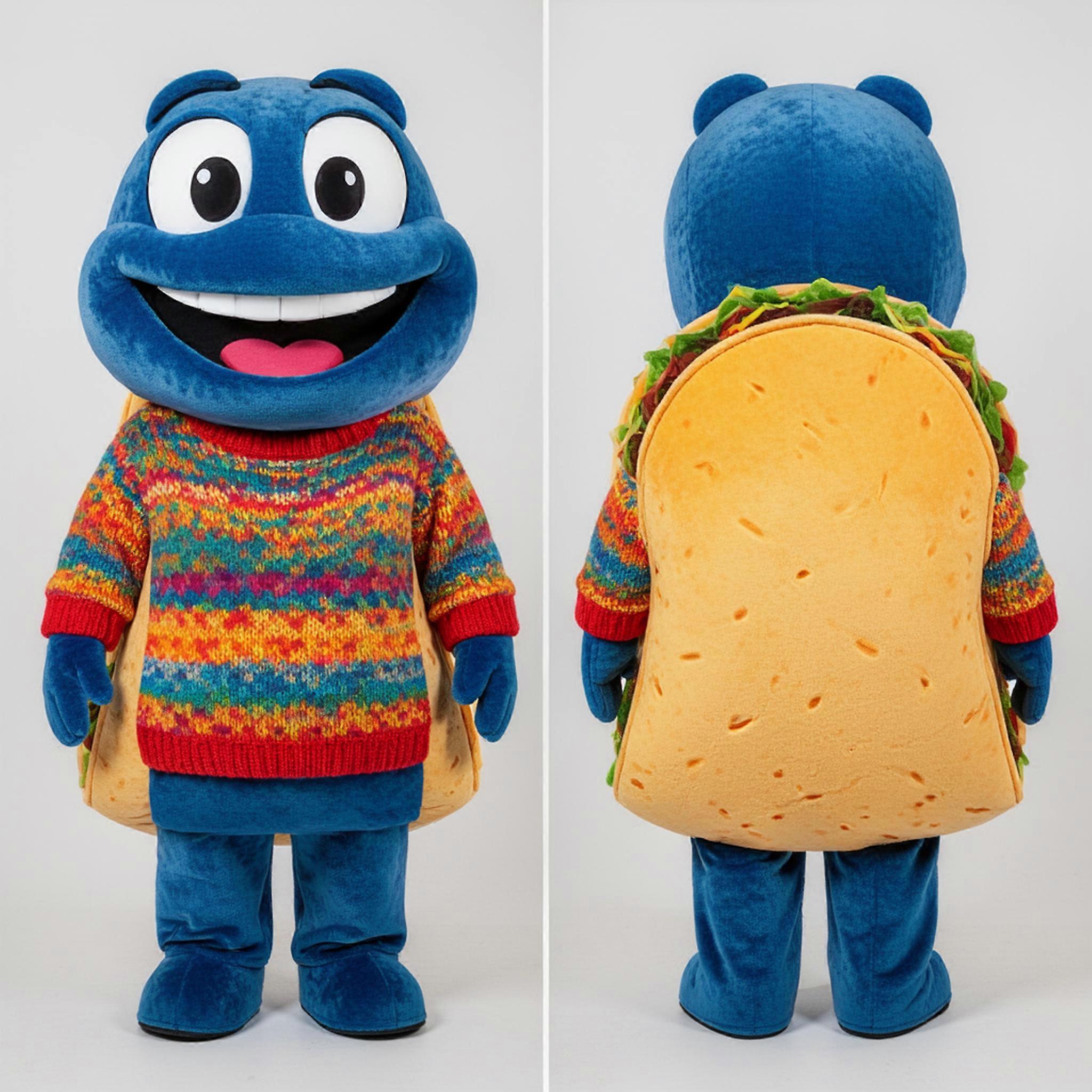 MASTICOT Blue Velvety Taco Mascot
