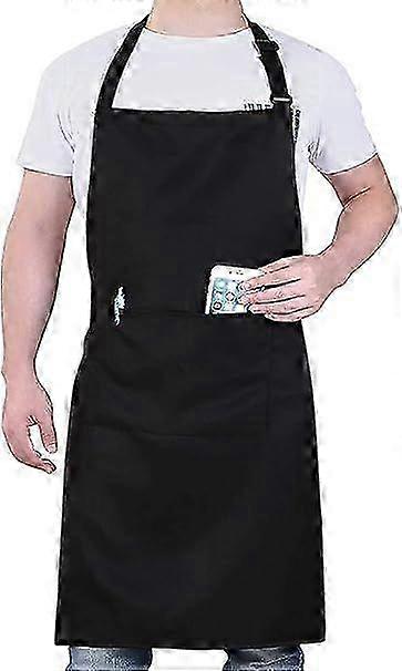 Kitchen Apron Machine Washable Adjustable Neck Strap 2 Pockets Unisex Polyester for Cooking Baking