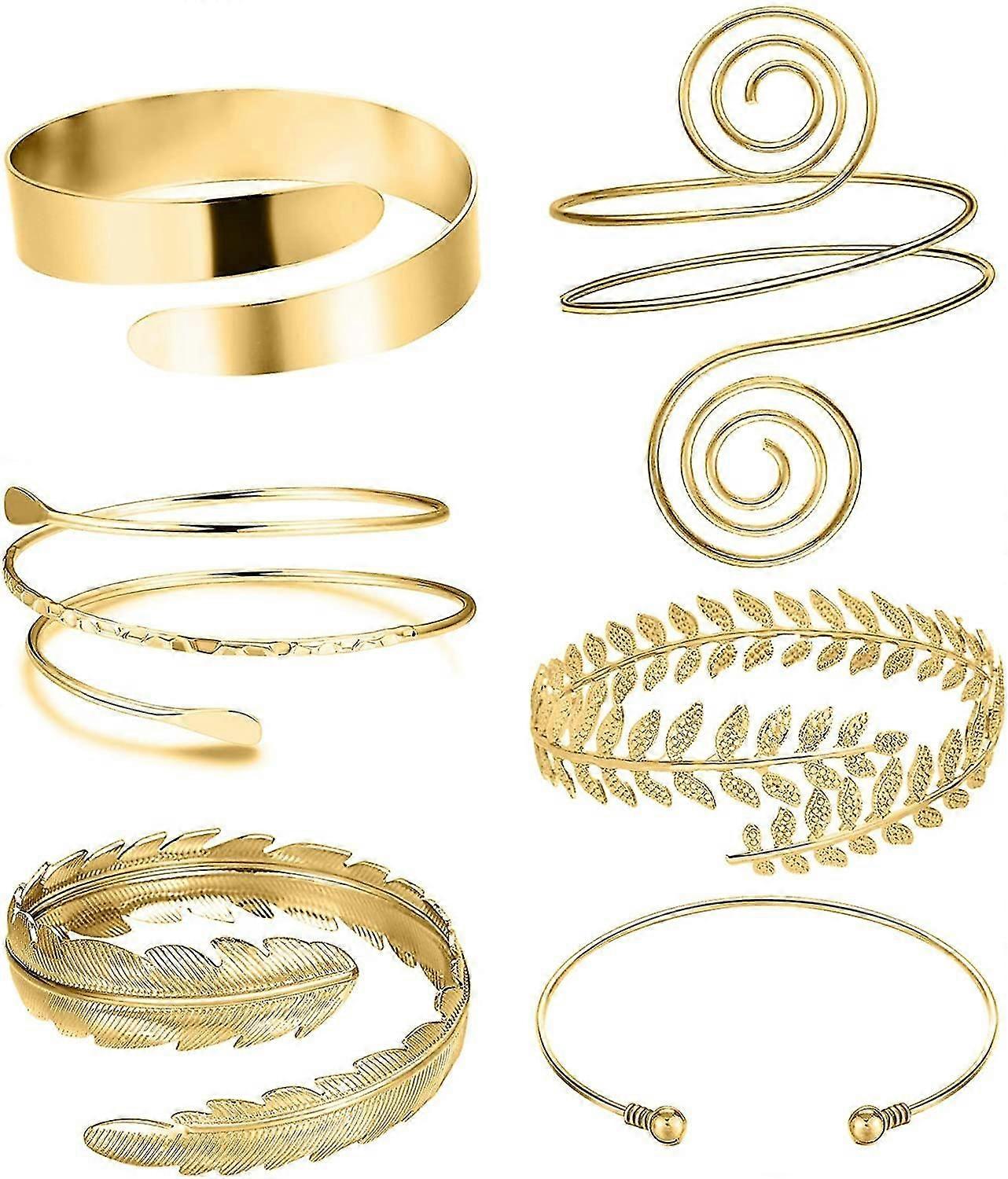 6 Pcs Arm Cuffs, Upper Arm With Cuff Bracelets,Adjustable Armband Set
