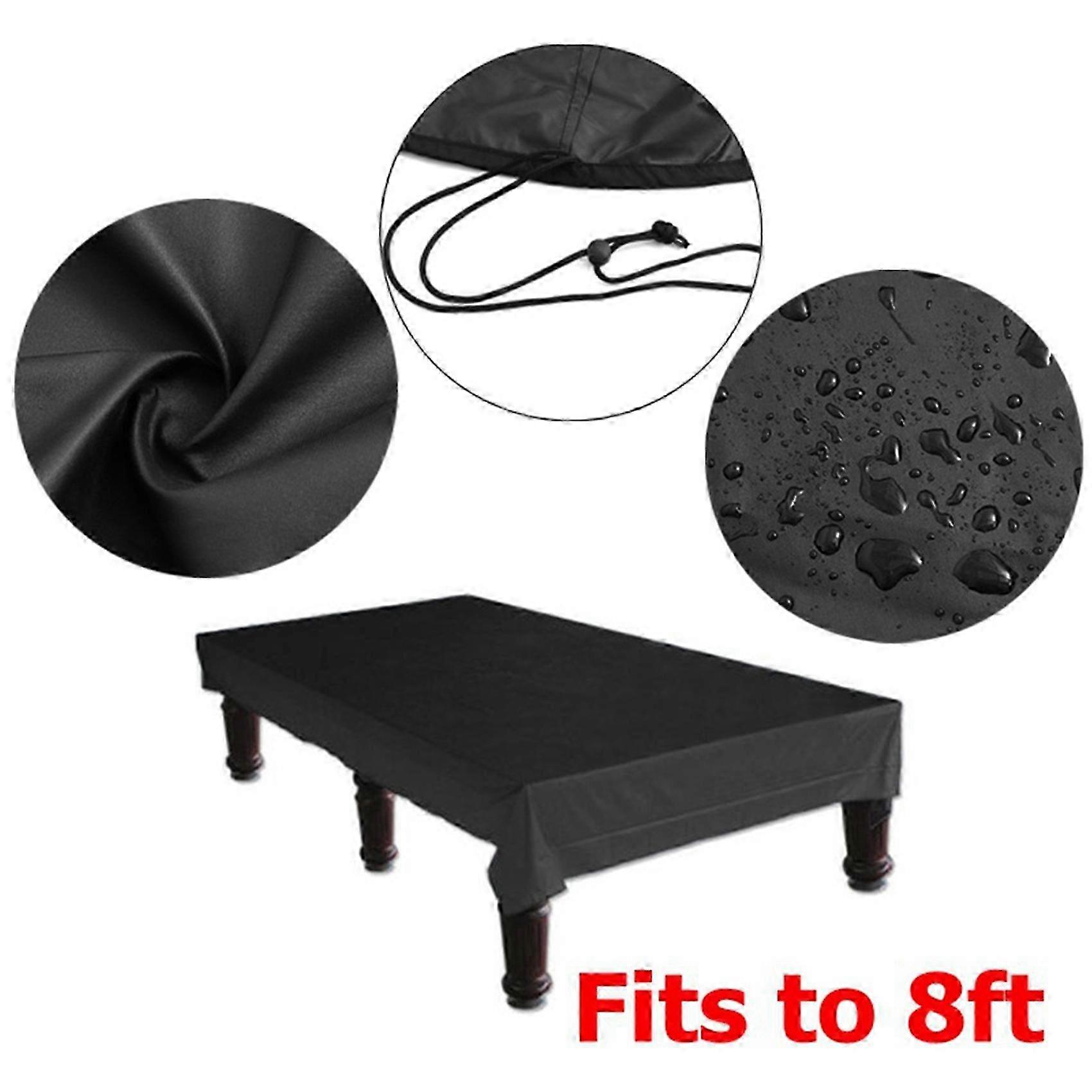 4pcs 8Ft Billiard Pool Table Cover with Drawstring Durable Waterproof Table Cover compatible with Rectangle Table, Black
