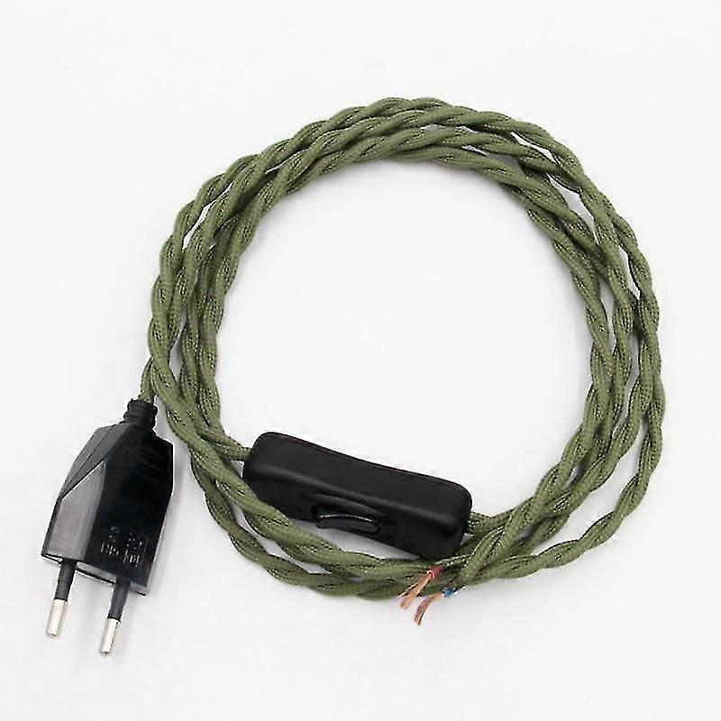 Vintage power cord Eu plug wire with switch twisted pair