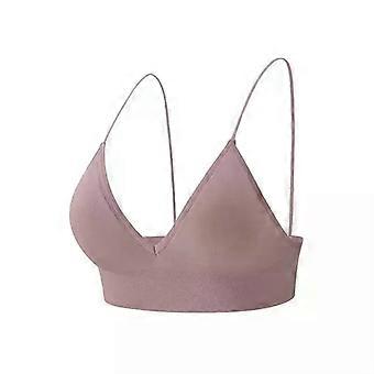 Women Seamless Triangle Cup Bra Camisole Underwear Wrapped Chest S M L Breathable V Neck Gather Up Sports Fitness Yoga Casual