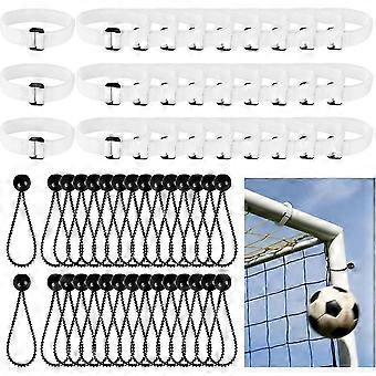 Fotballnettfestesett med festestropp Elastisk stropp kompatibel med golfnett Fotballmål Kalesje Bobiler Camping 30 stk