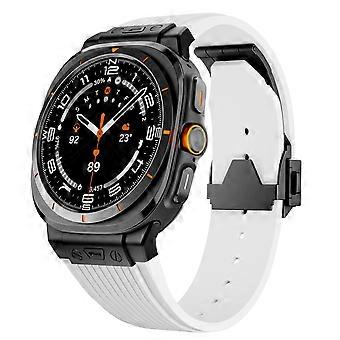 Galaxy Watch Ultra Strap 47mm Fluororubber Sport Band for Samsung Galaxy Watch 7 Ultra White Black Durable Comfort Fit