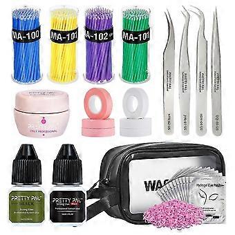 Eyelashes Extension Kit Beginners Lash Supplies Including Eye Patch Pads Smear Lashes Brush