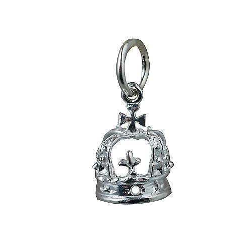 Silver 9x8mm Royal Crown Pendant or Charm
