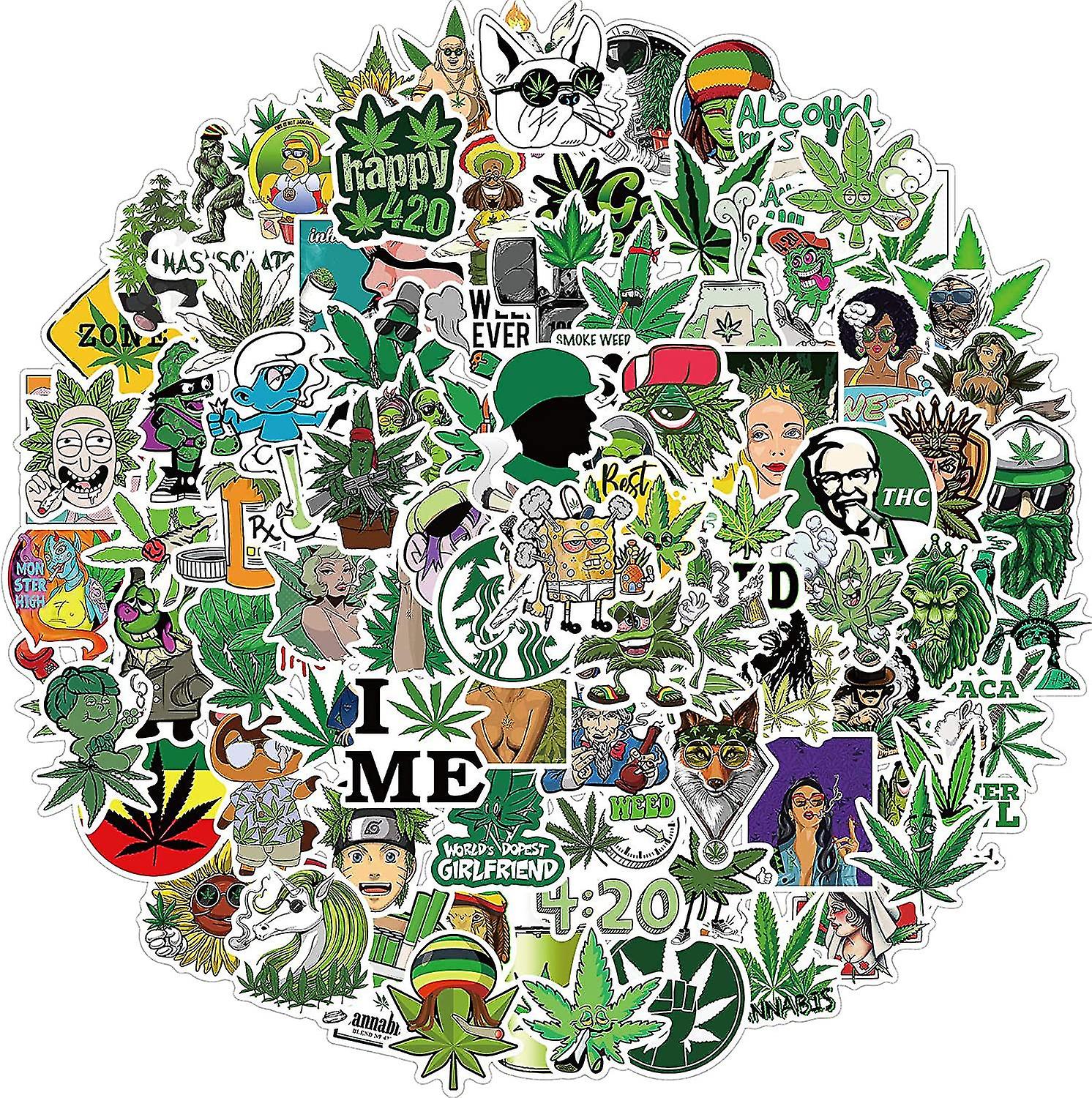 大人のための200個のビニール防水雑草ステッカー - クール面白いDIYマリファナステッカーデカールデカールラップトップウォーターボトル荷物コンピュータセル用