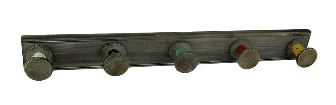Distressed Wood Rustic Spools Wall Hook Rack