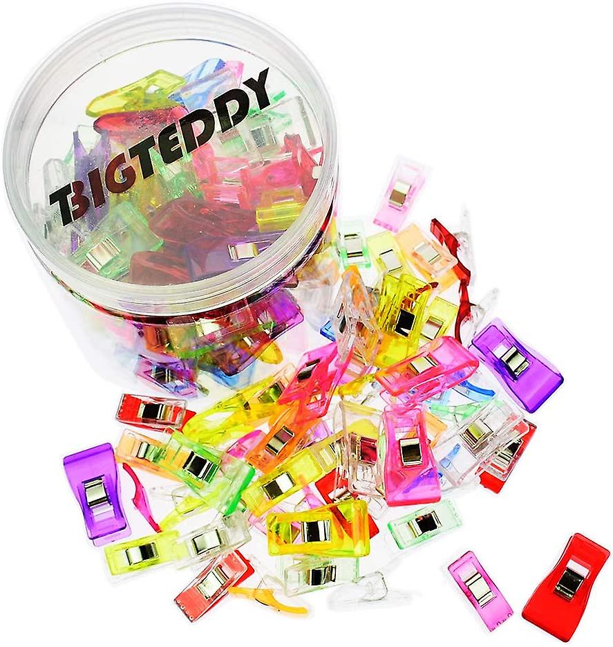 - 100pcs 2 Sizes Multipurpose Sewing Clips for Quilting and Binding Hem Making w/Case, Assorted Colors