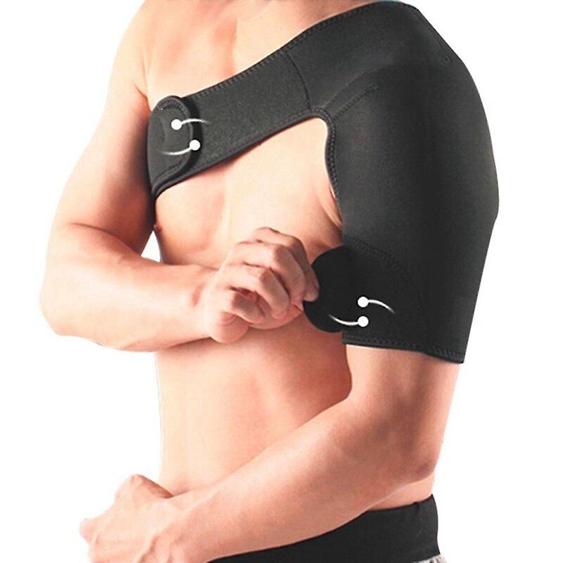 Shoulder Support Brace Back Guard Strap Wrap Belt Band Pads Single Shoulder Adjustable Breathable Sports Care Guard Protect Supp-black