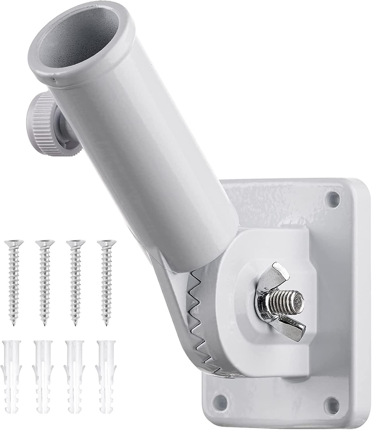 Flag Pole Mounting Bracket Multi - Position Adjustable Bracket with Rustproof Aluminum Alloy Flagpole Bracket (White)