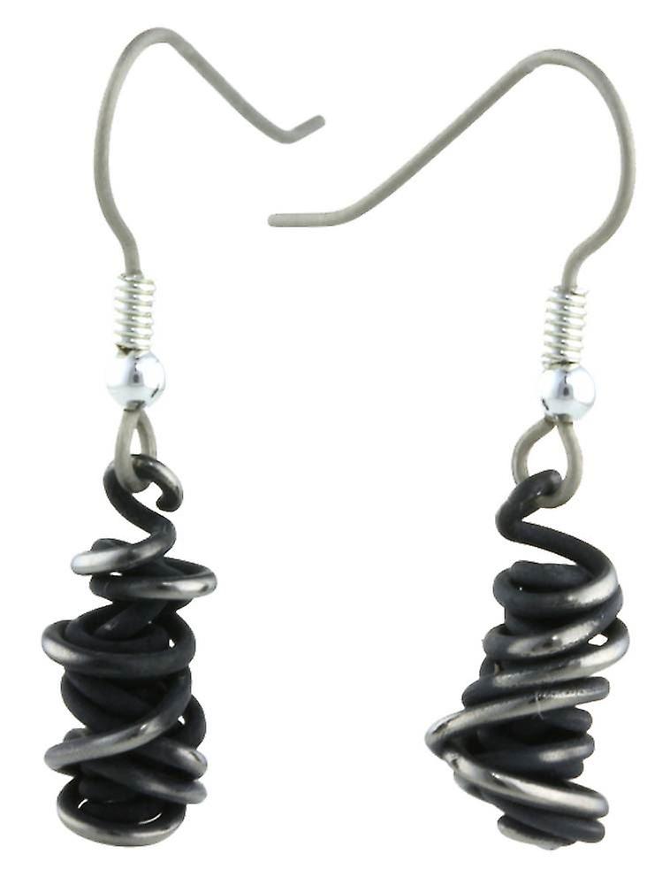 Ti2 Titanium Chaos Small Drop Earrings - Black