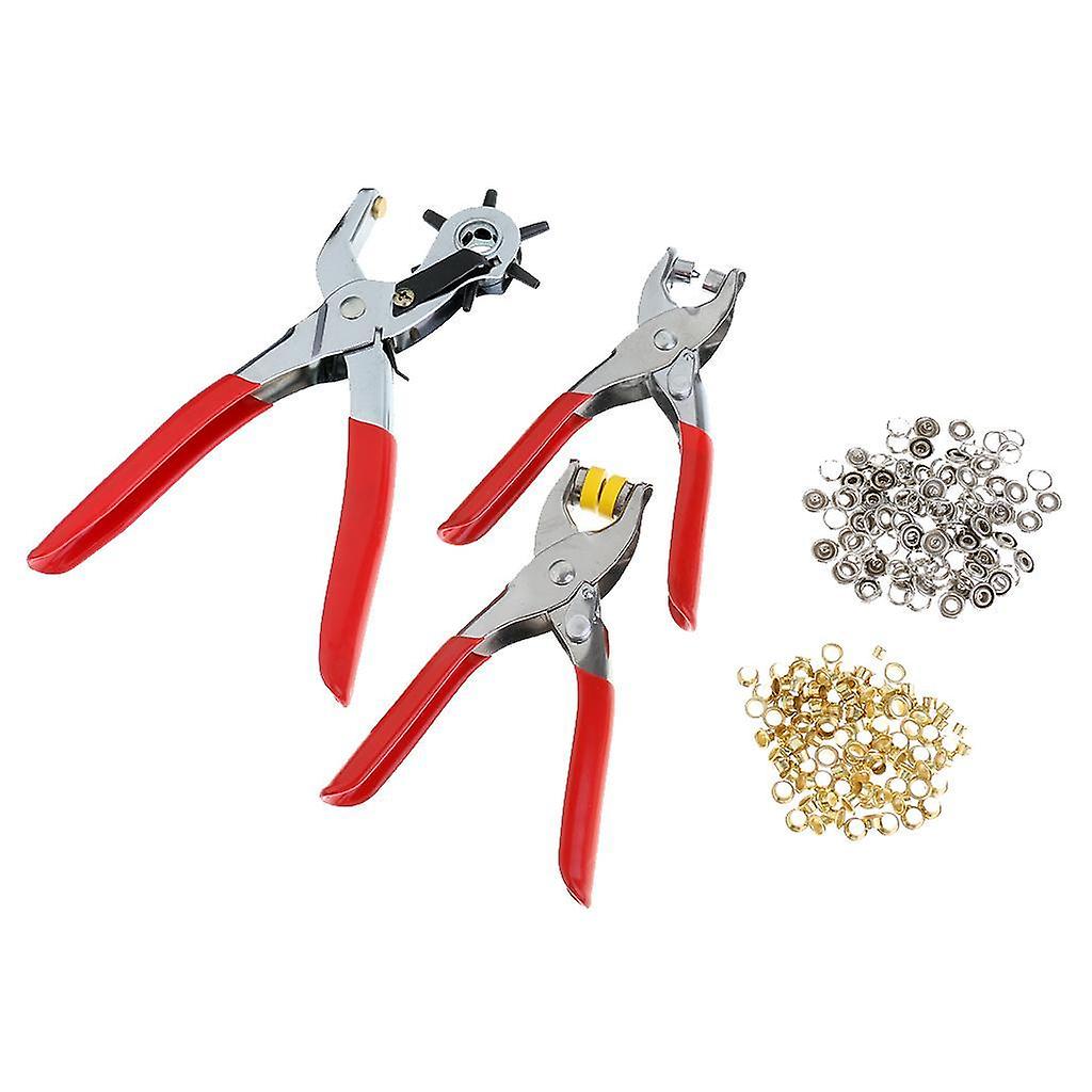 Leather Belt Hole Punch + Eyelet Plier + Snap Button Grommet Setter Tool Kit