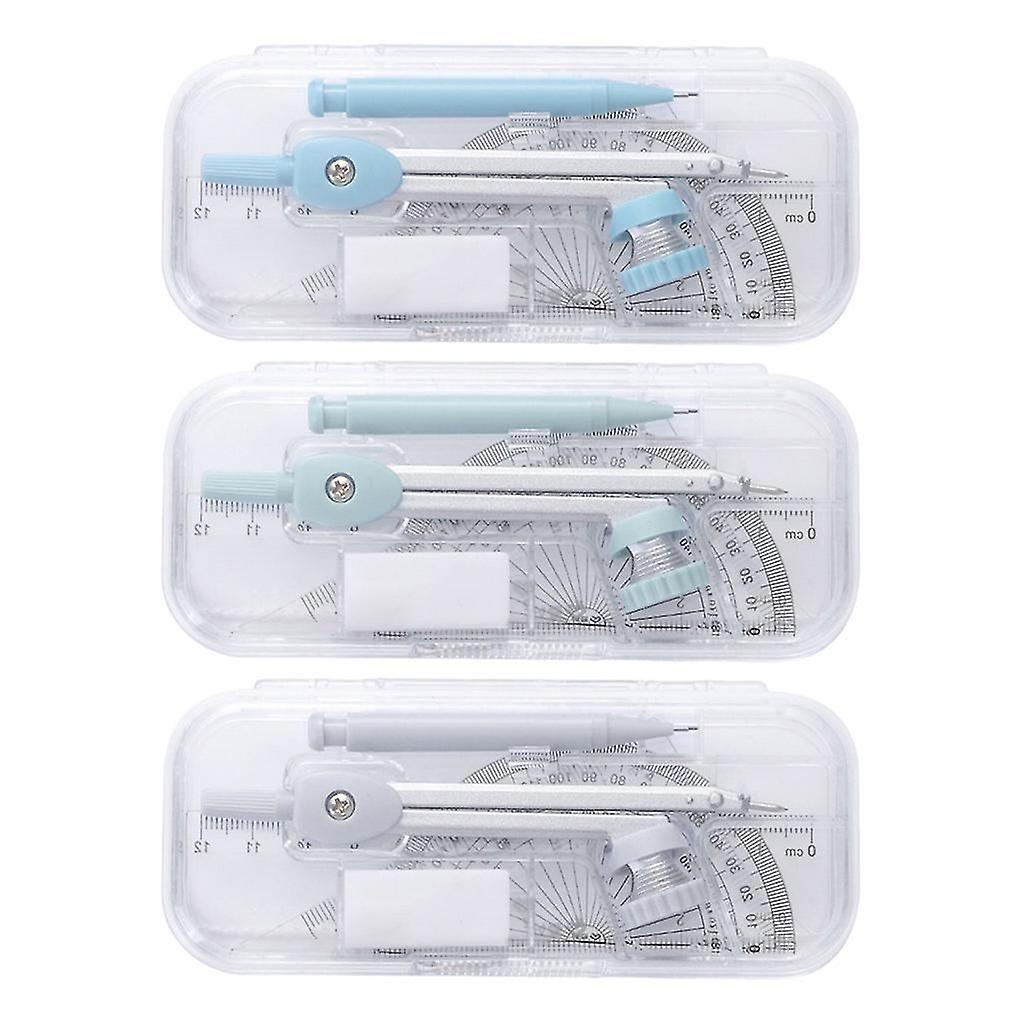 Portable Math Drafting Tool With Compass Protractor Triangles Ruler For Student
