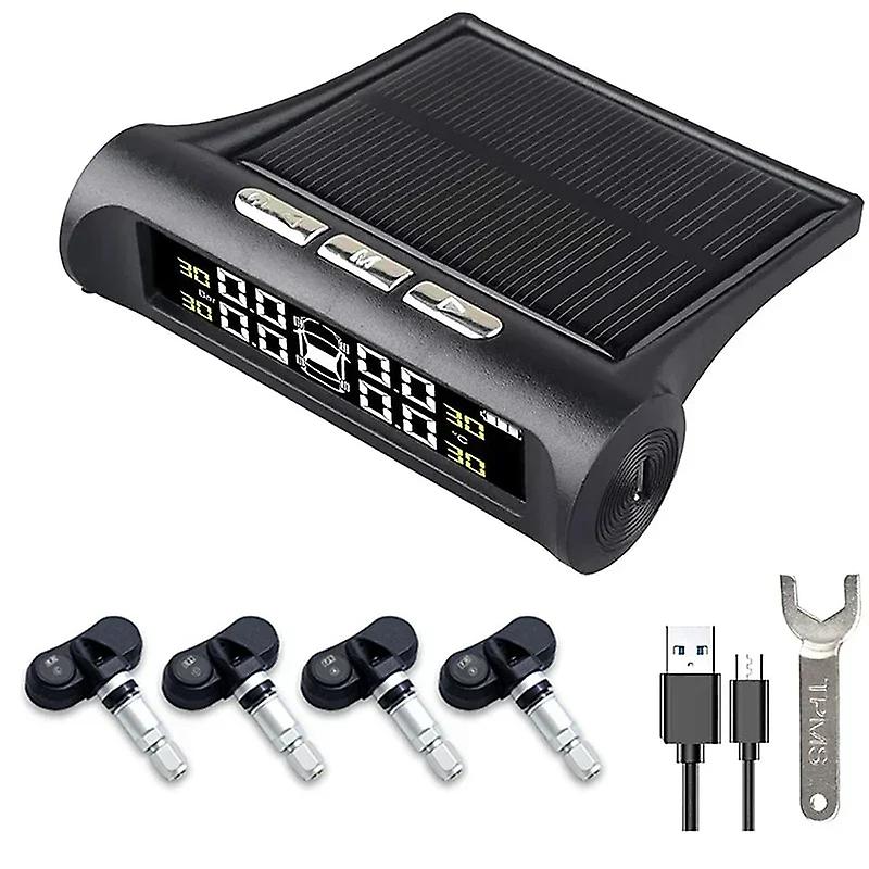 Gmai Solar Power Tpms Car Tire Pressure Alarm Monitor System Auto Security Alarm Systems Tyre Pressure Temperature Warning