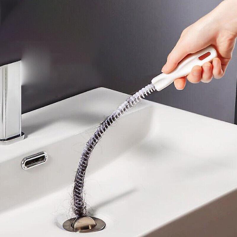 1X Sink Clean Snake Brush Flexible Kitchen Sink Overflow Drain Unblocker Cleaner