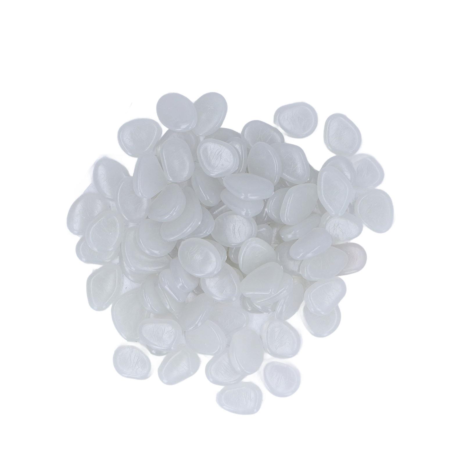 Fluorescent Colored Outdoor Glow Stones, Luminous Pebbles for Dark Garden, Yard, Driveway, Garden Paths, 200/Bag, White