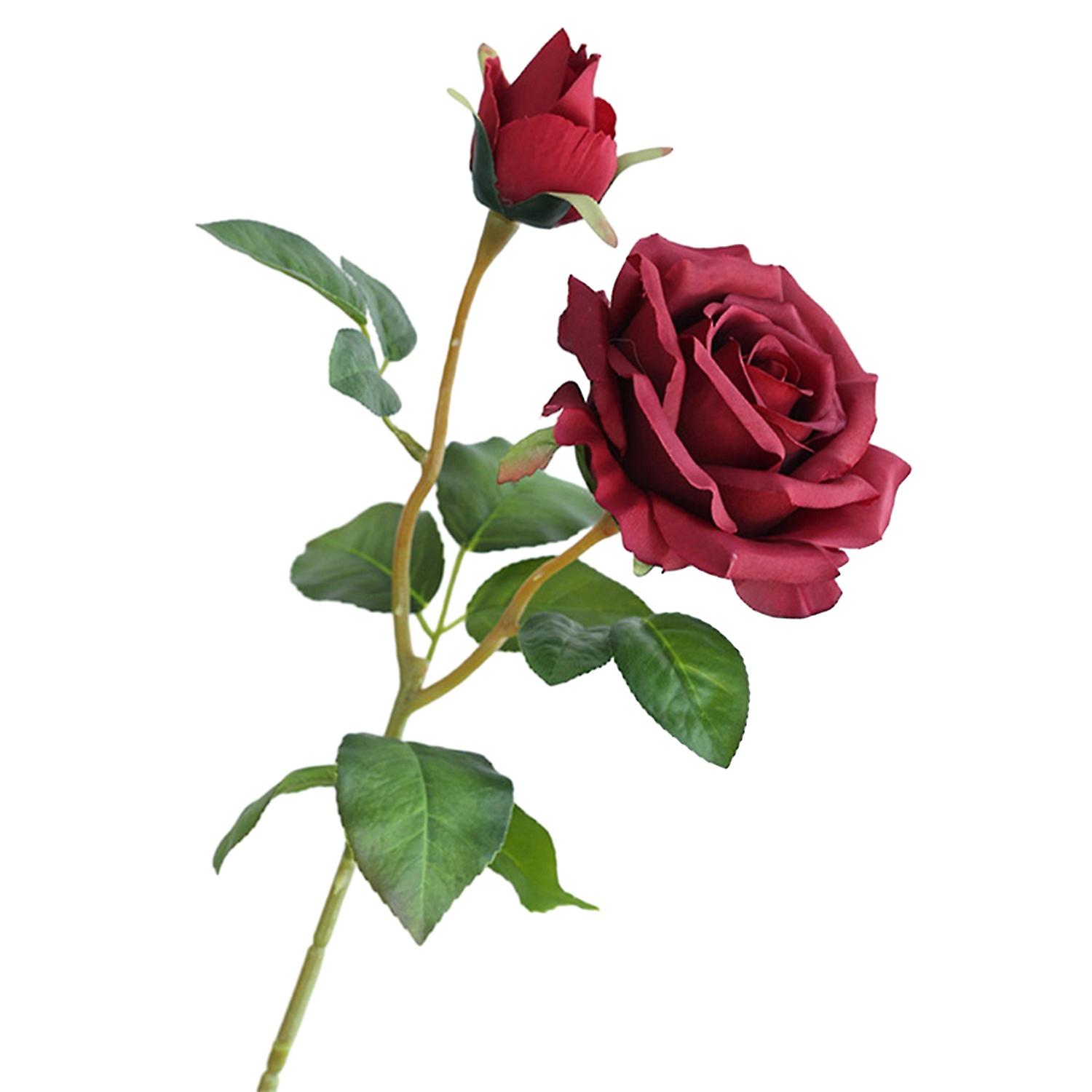 Artificial Rose with Stem 2 Heads Non-withering No Watering Wedding Photo Props Realistic Reusable F