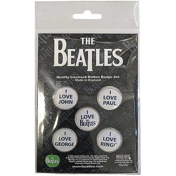 The Beatles I Love Badge (Pack of 5)