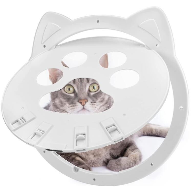 Cat Door for Screen Door, Pet Screen Door with Lockable Magnetic Flap for Cat and Other Small Pets, White