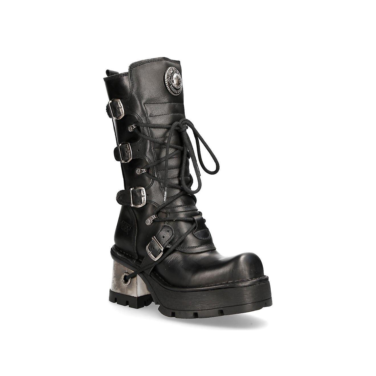 New Rock 373-S33 Ladies Black Mid Calf Stivali Nero EU41
