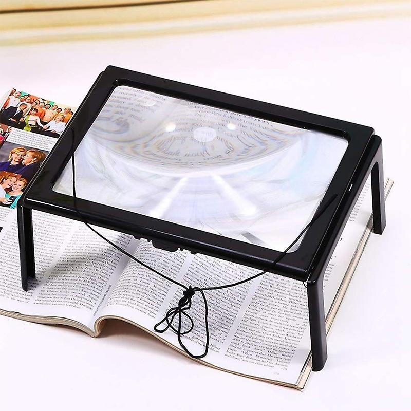 Full-page magnifying glass with LED light, a gift magnifying glass with 3D folding stand.
