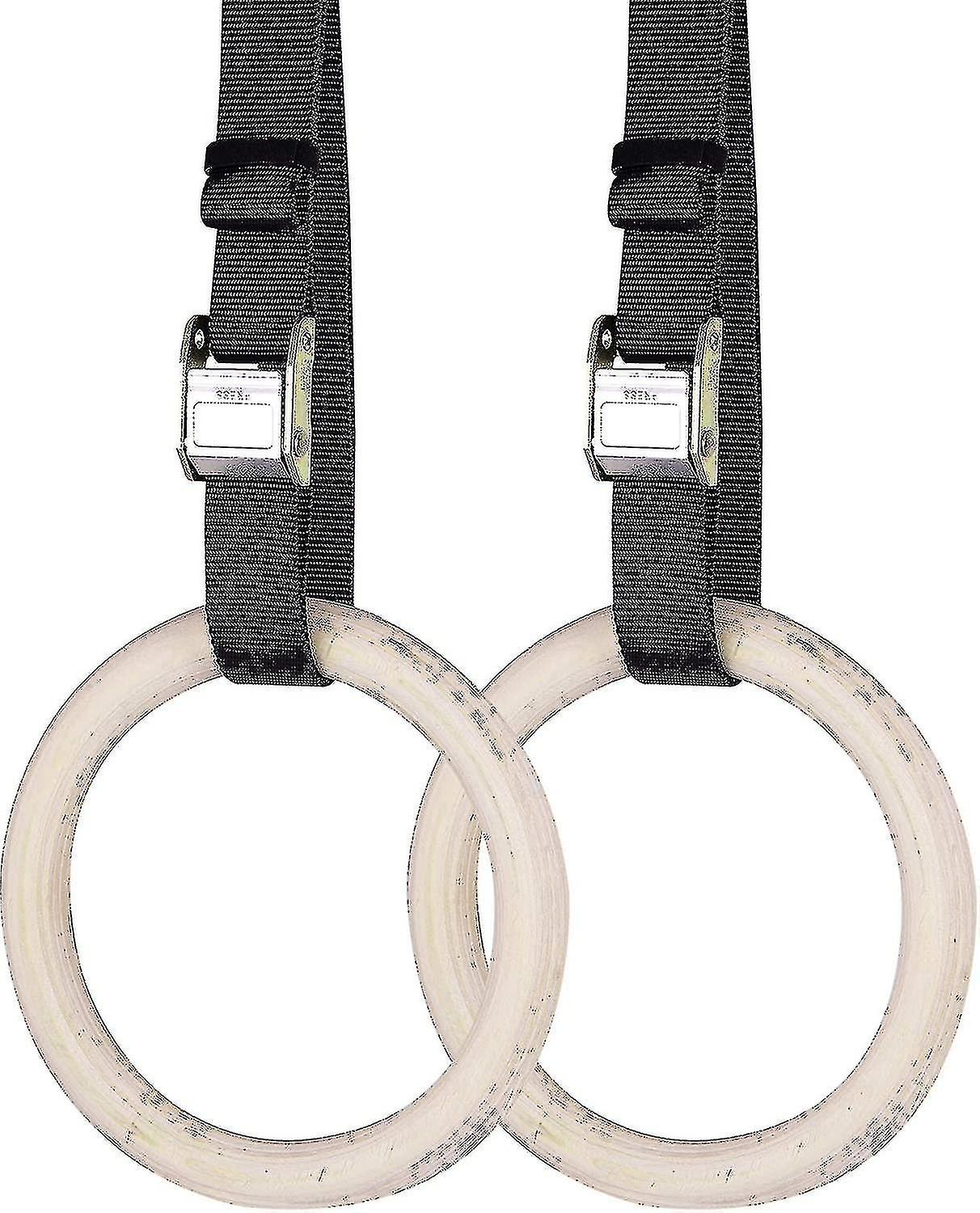 حلقات جمباز خشبية بما في ذلك أحزمة تعليق - مجموعة بطول 2-6 أمتار - حلقات جمباز قابلة للتعديل