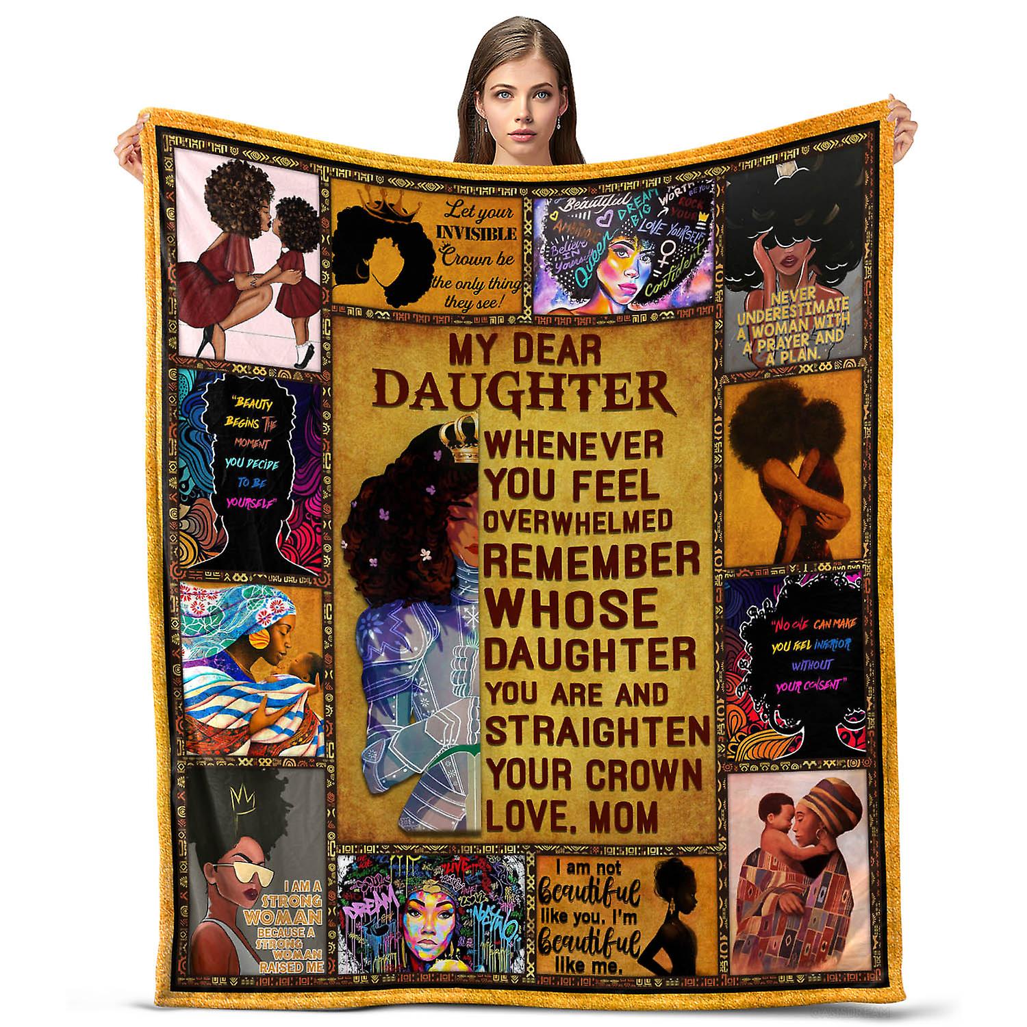 Oasisdream Throw Blanket To My Dear Daughter for Home, Sofa, Skin Friendly with Lady Print