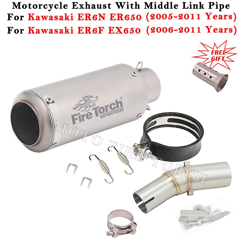 Motorrad Auspuff Flucht modifiziert Kohle faser Schall dämpfer Mittel verbindungs rohr für kawasaki er6n er6f er650 ex650 2005-2010 2011