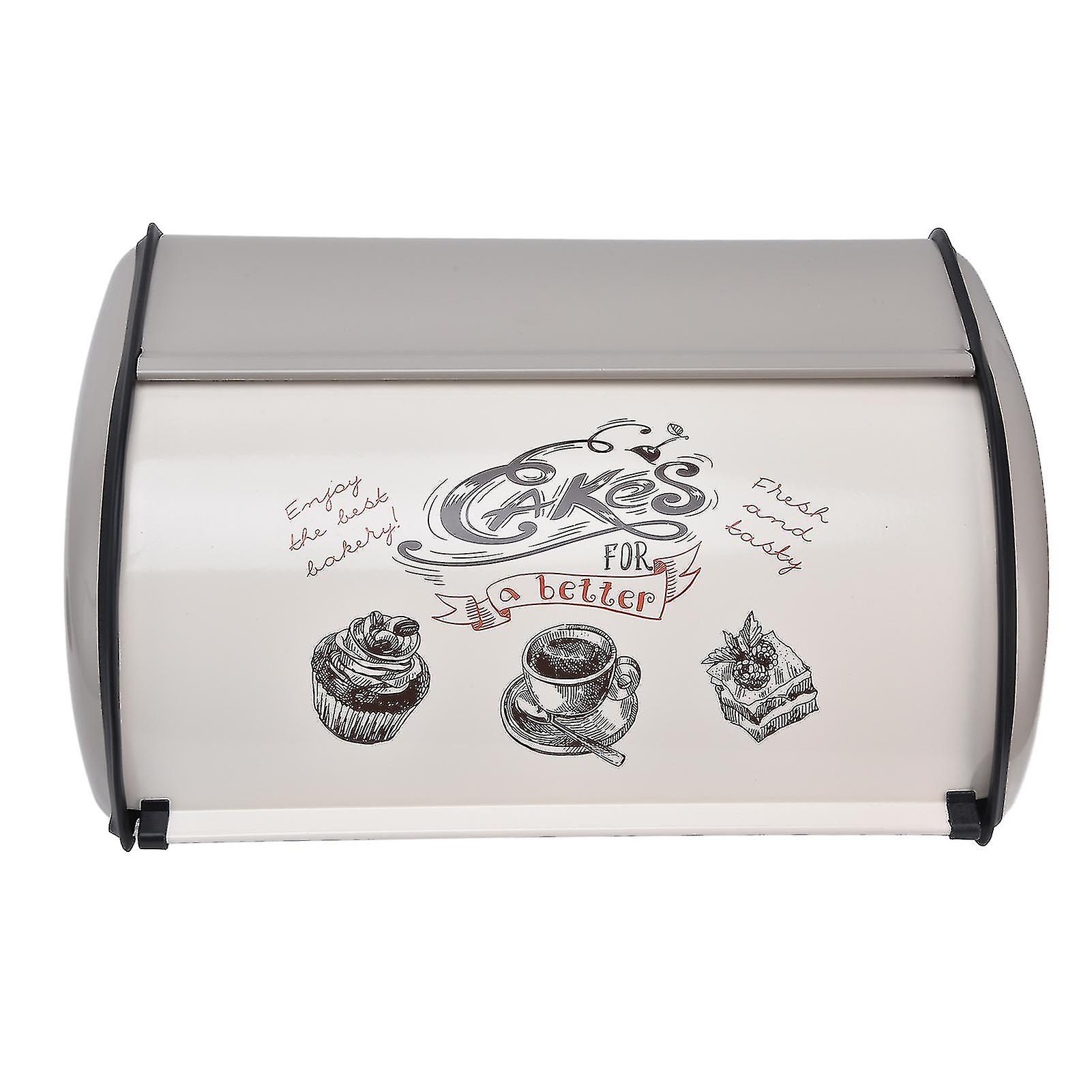 Large Capacity Bread Box Bin with Roll Top Door - Cute Pattern Bread Storage for Household Bakery