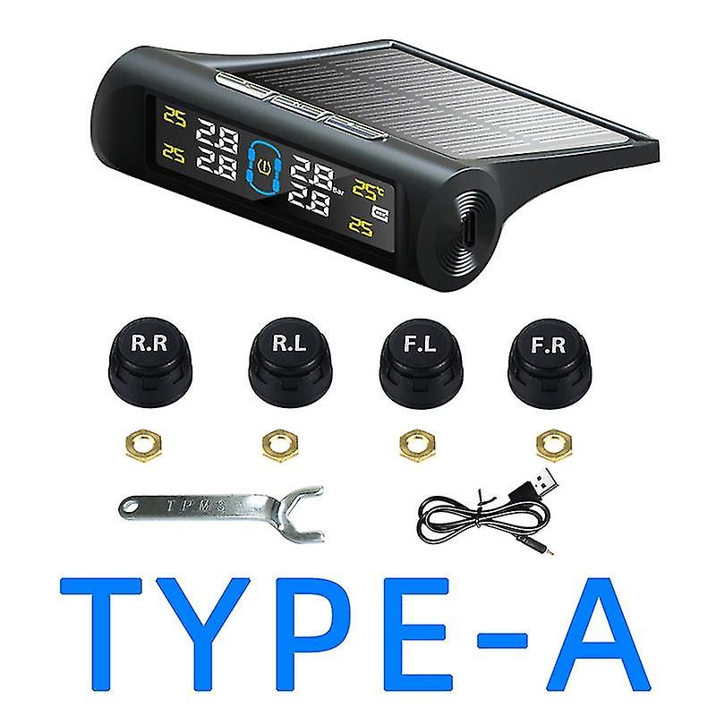 Tpms 4 Sensors Car Tire Pressure Alarm Monitor System Solar Smart Intelligent Warning Display For Ca