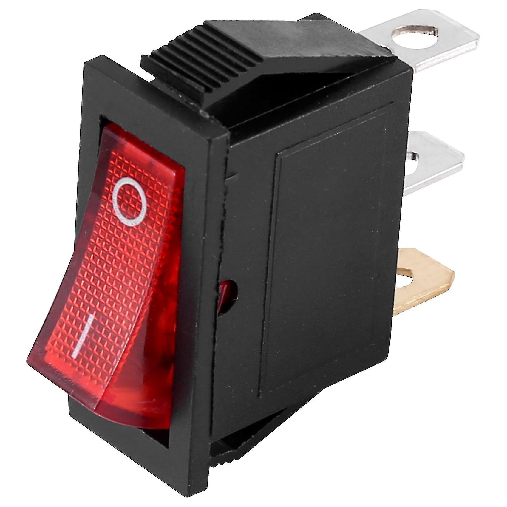 Rocker Switch On Off Bipolar 28x10mm 250v 15a 3 Terminals Red