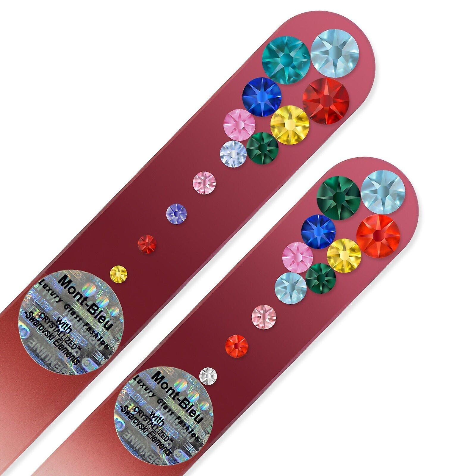 Un ensemble de 2 billes en verre Limes à ongles avec cristaux Swarovski MC-MS - Violet Rose