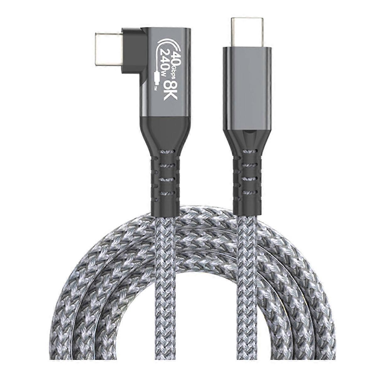 USB 4 Cable 90 40Gbps USB4 Type C Data Cable Fast Charging PD 240W, 8K Video Transfer 1.5M