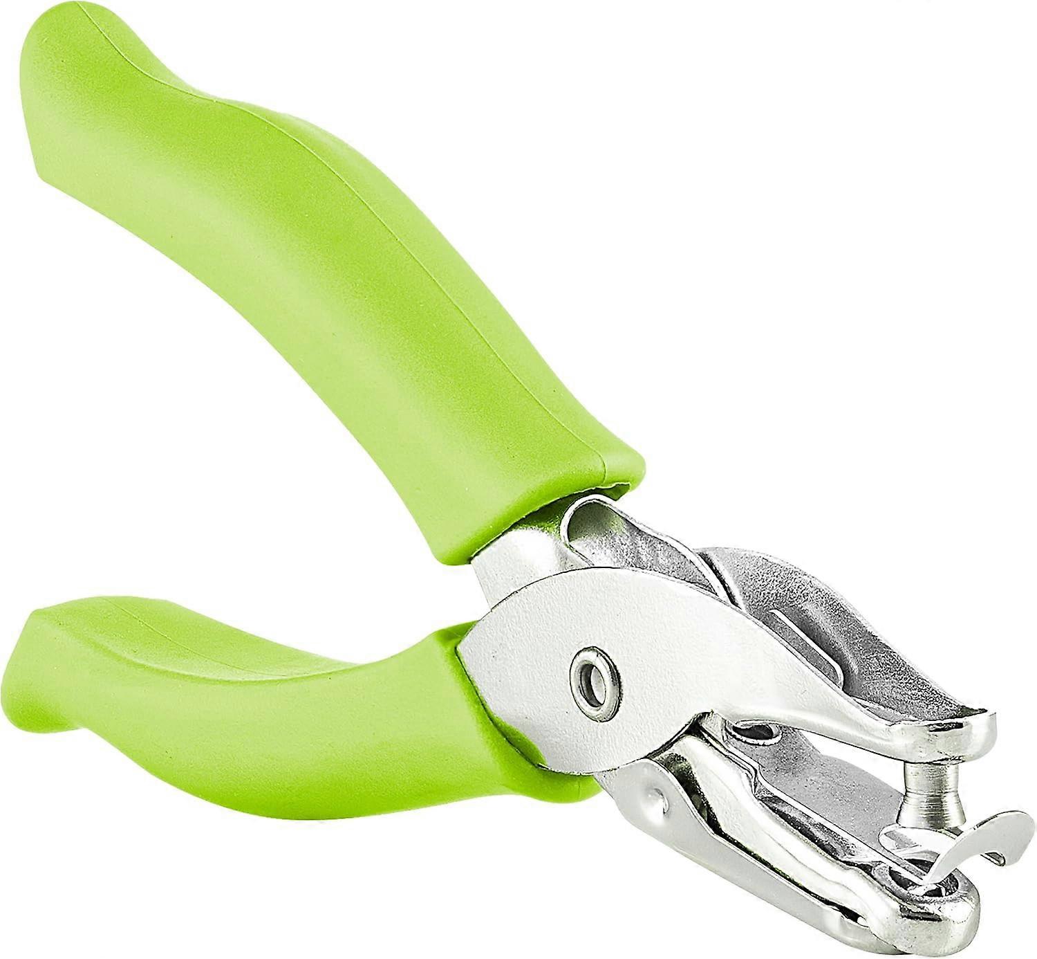 Single Hole Punch Metal Green, 1/4 Hole Puncher with Soft Grip Handles for Paper and Crafts Round Circle Shape