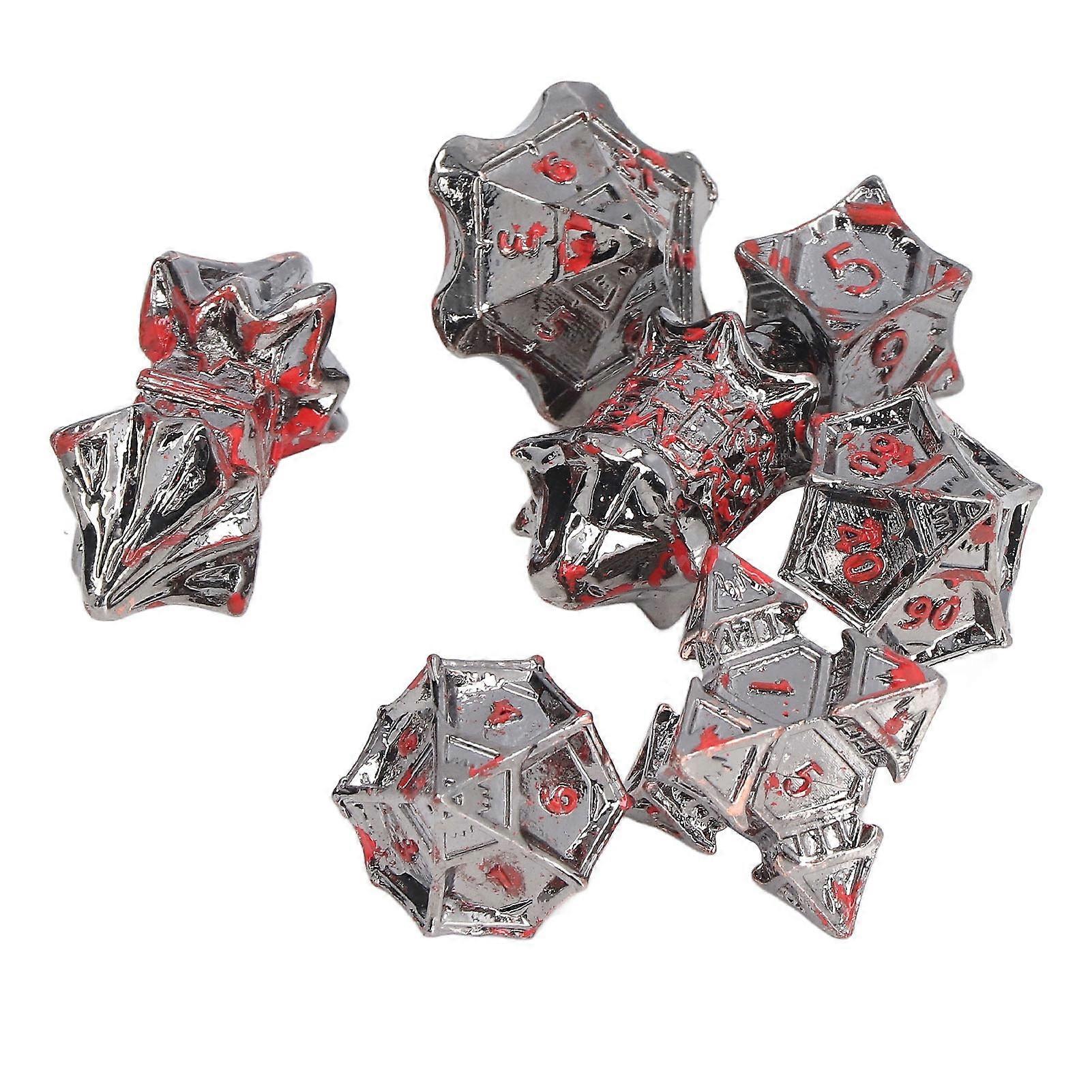 Dice Set Eye Catching Lightweight Alloy Dice Set for Playing Game and Ancient Crafts Hobby Silver Red