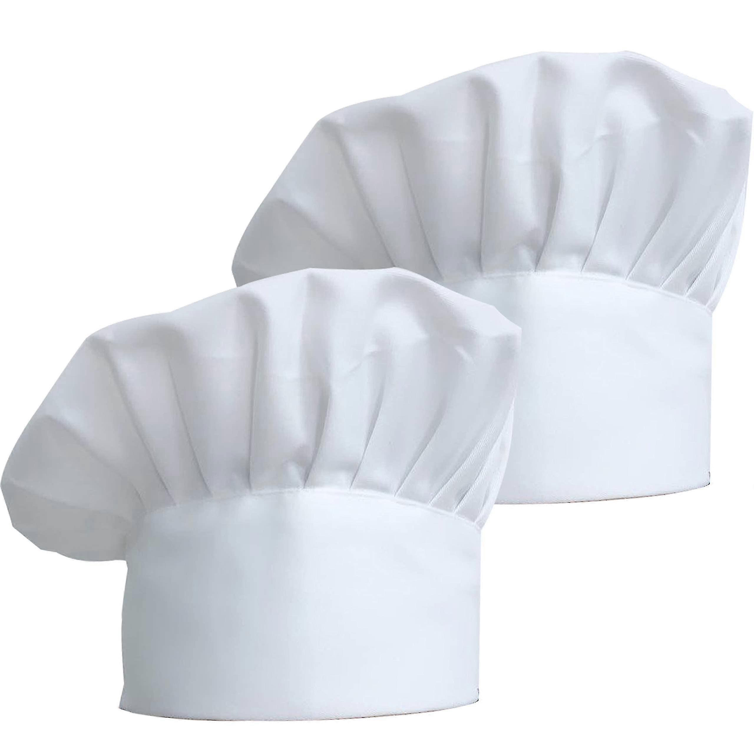 2pcs Chef Hat Adjustable Elastic Kitchen Chef Cap For Adults House Hotel Restaurant Use